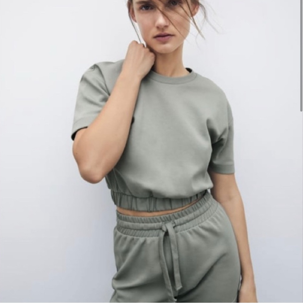 Zara Cropped Sweatshirt | Pink and Green